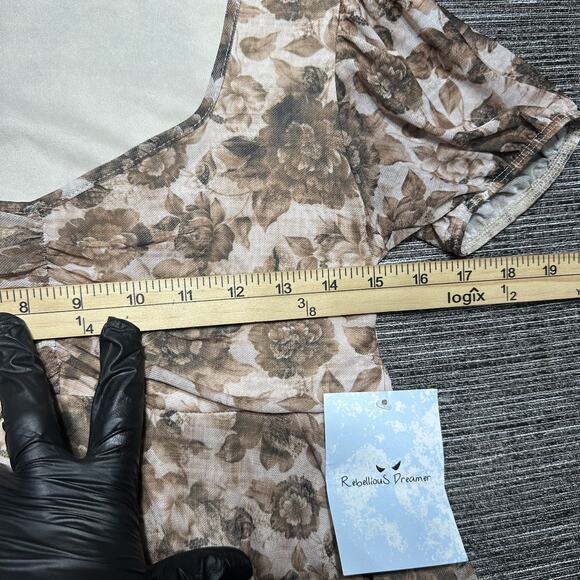 Rebellious Dreamer Blouse Top Women's S Brown Floral TH1340A - Picture 9 of 12